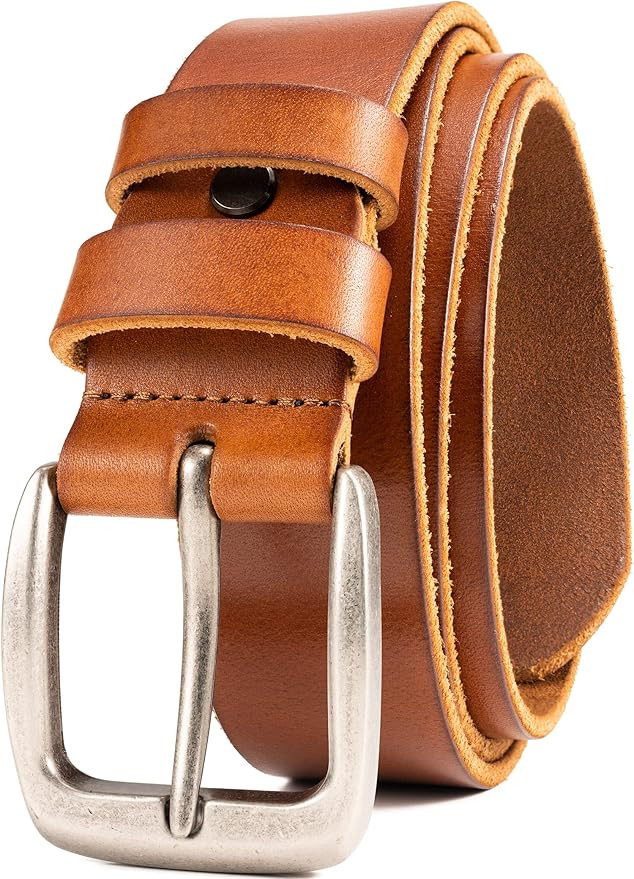 WOLFANT Leather Belt for Men,100% Italian Full Grain Real Solid Leather | Amazon (US)
