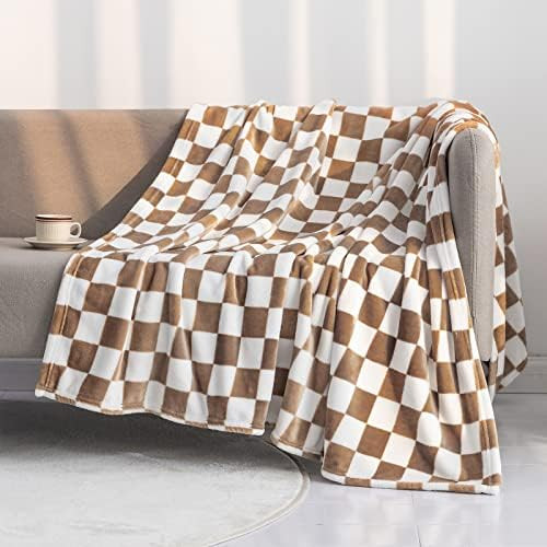 LOMAO Throw Blankets Flannel Blanket with Checkerboard Grid Pattern Soft Throw Blanket for Couch,... | Amazon (US)