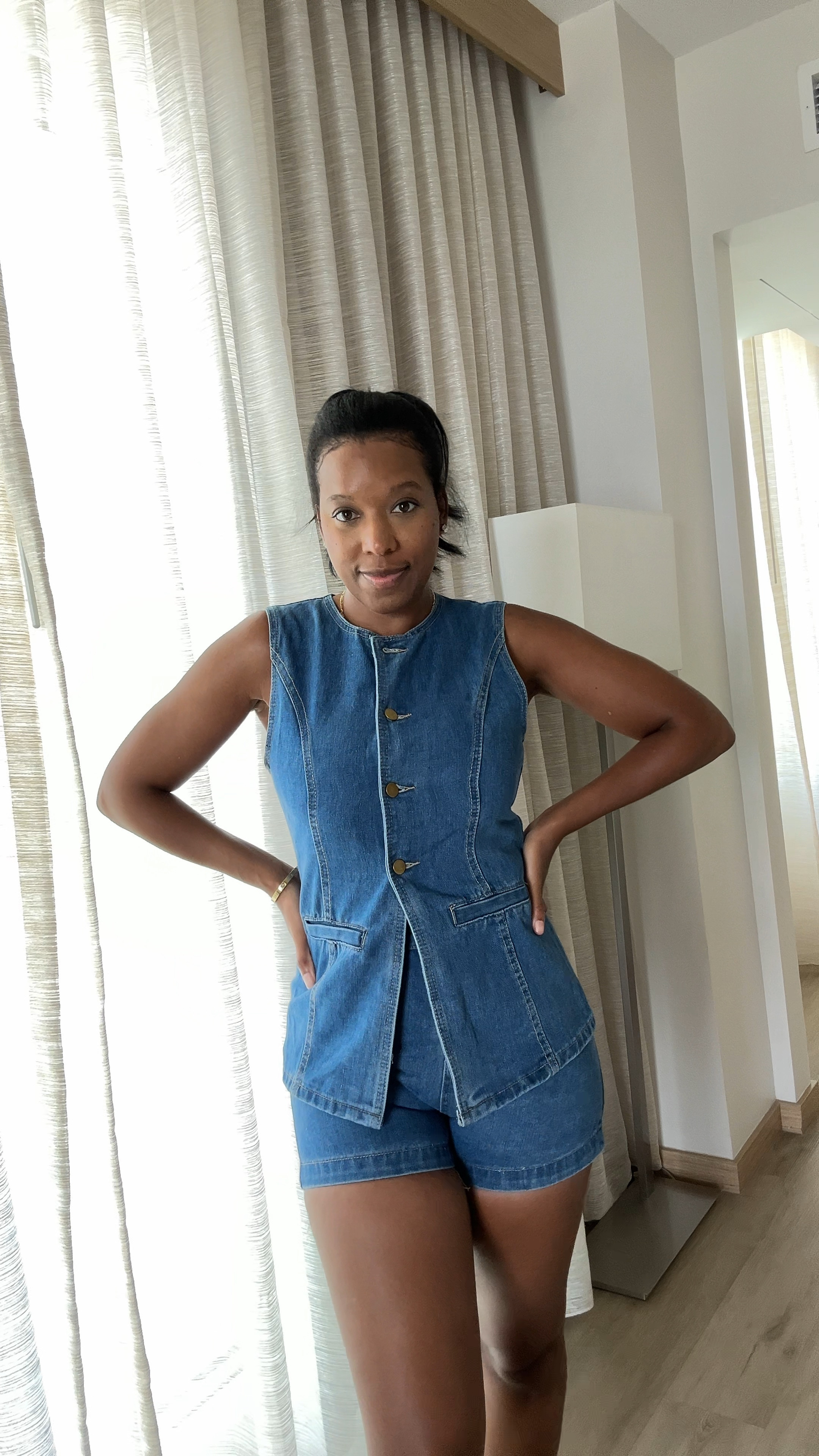 The cutest denim vest top and shorts 💙 this set has NO stretch fyi 
size up

#LTKTravel #LTKStyleTip #LTKFindsUnder50