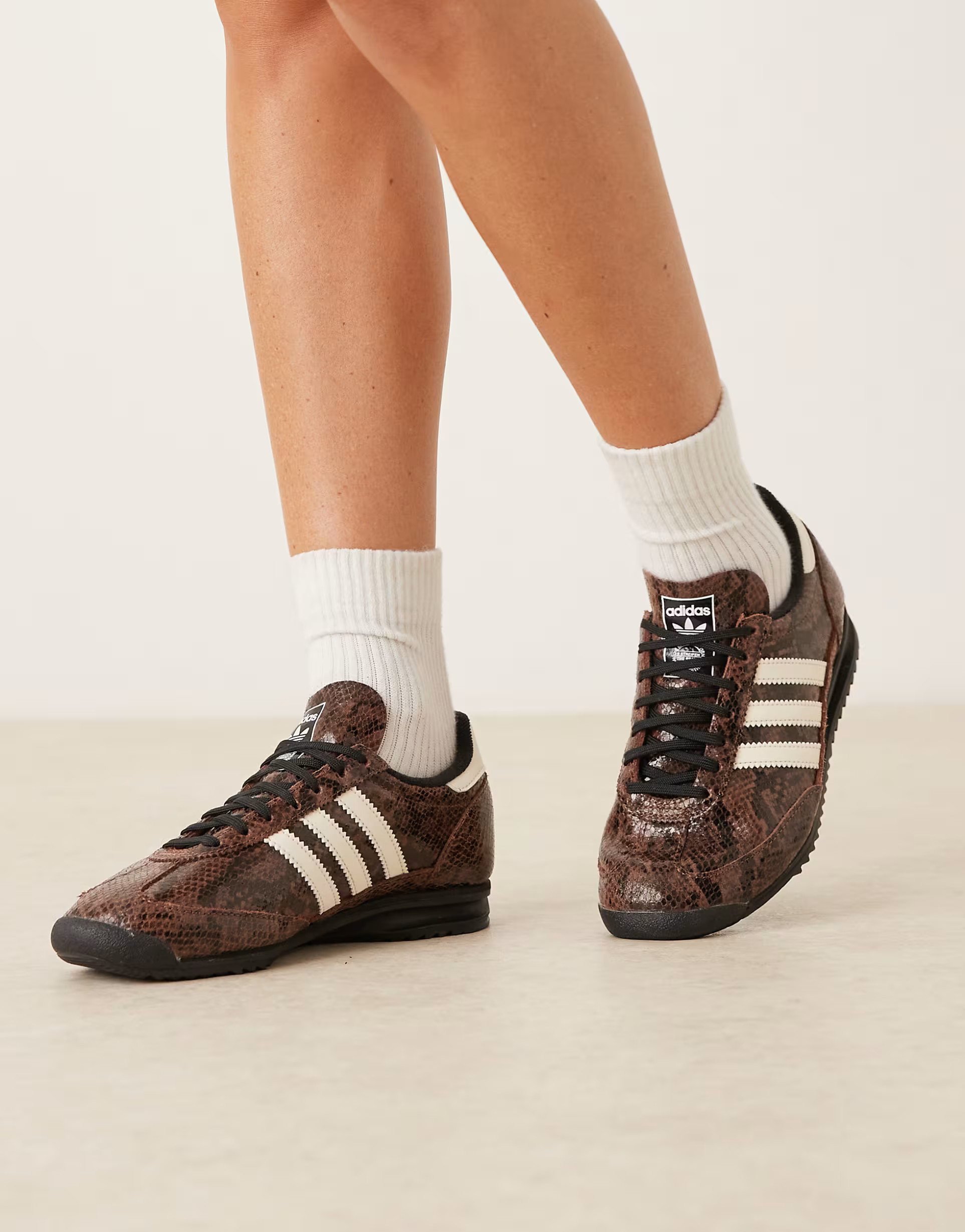 adidas Originals SL 72 OG trainers in brown and cream snake print | ASOS (Global)