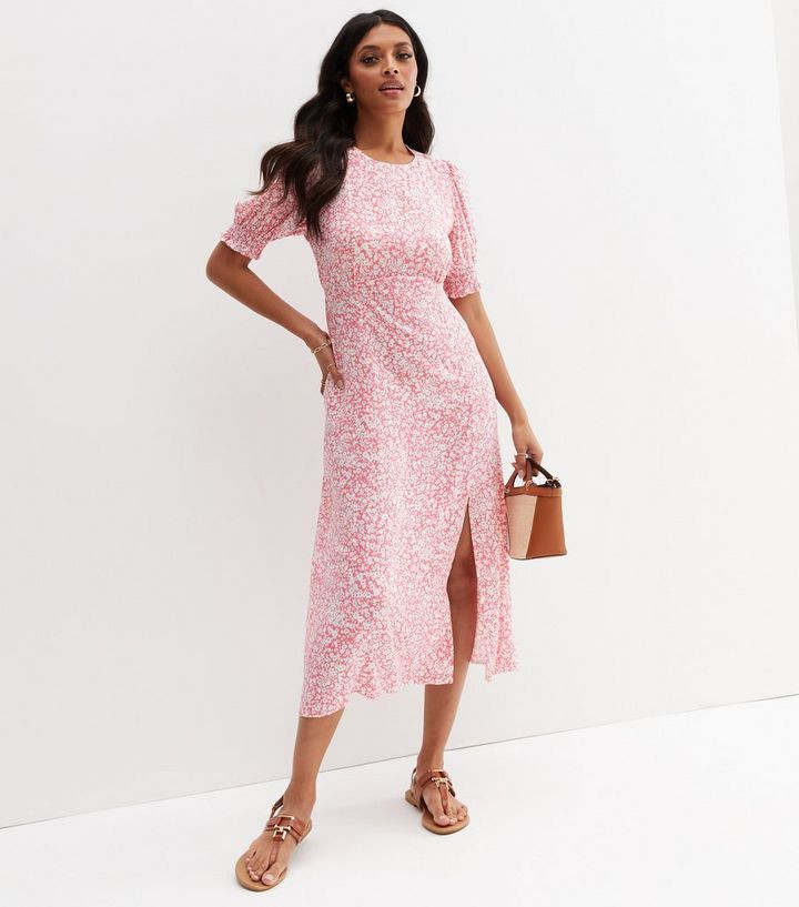 Pink Ditsy Floral Split Midi Dress
						
						Add to Saved Items
						Remove from Saved Items | New Look (UK)