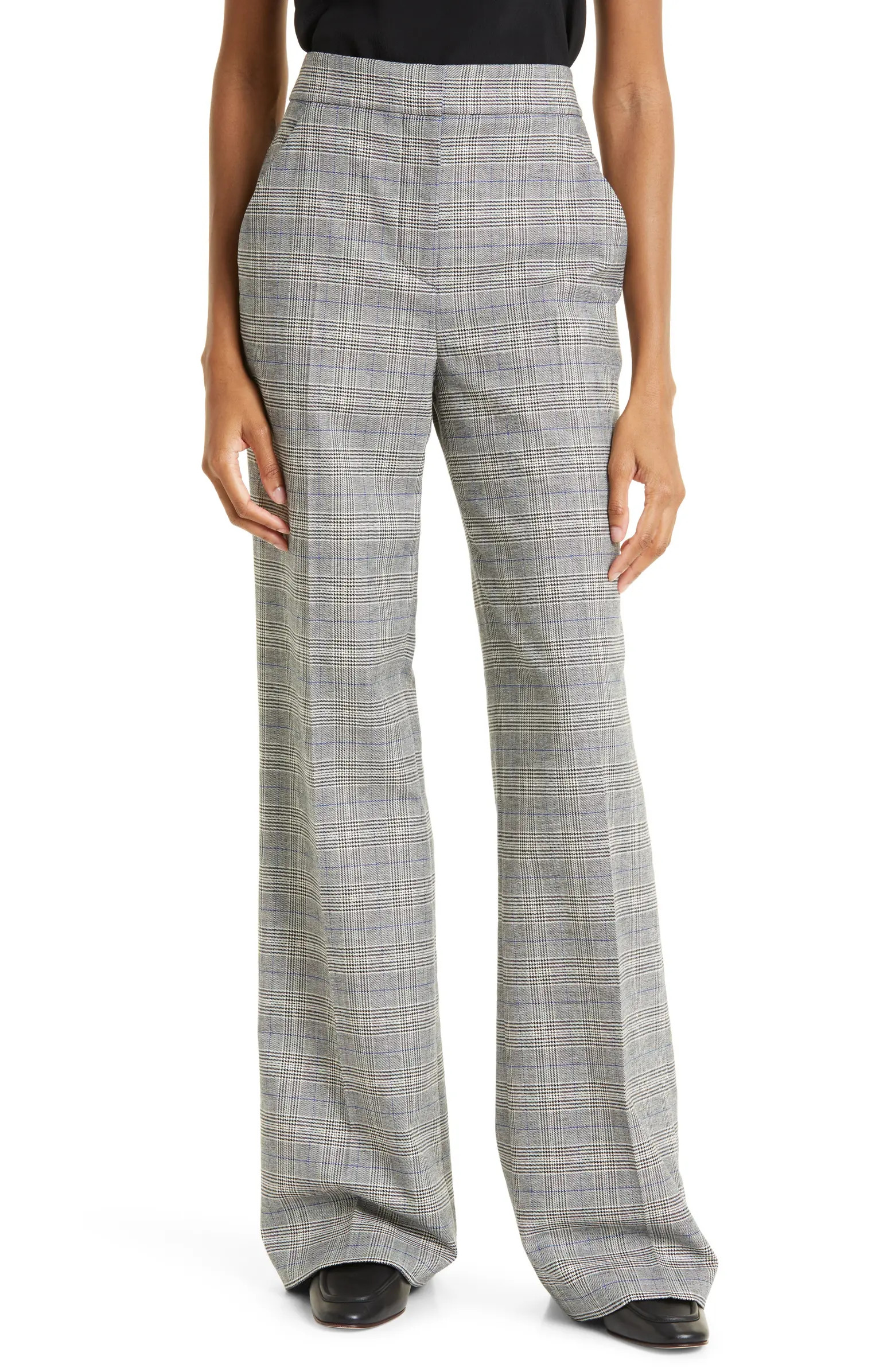 Tonelli Plaid Cotton & Wool Blend Wide Leg Pants | Nordstrom