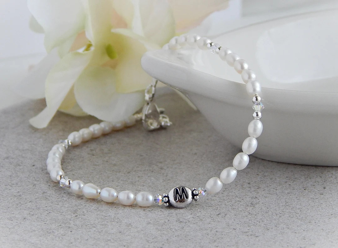 Personalized Ankle Bracelet Pearl Anklet for Women Initial - Etsy | Etsy (US)