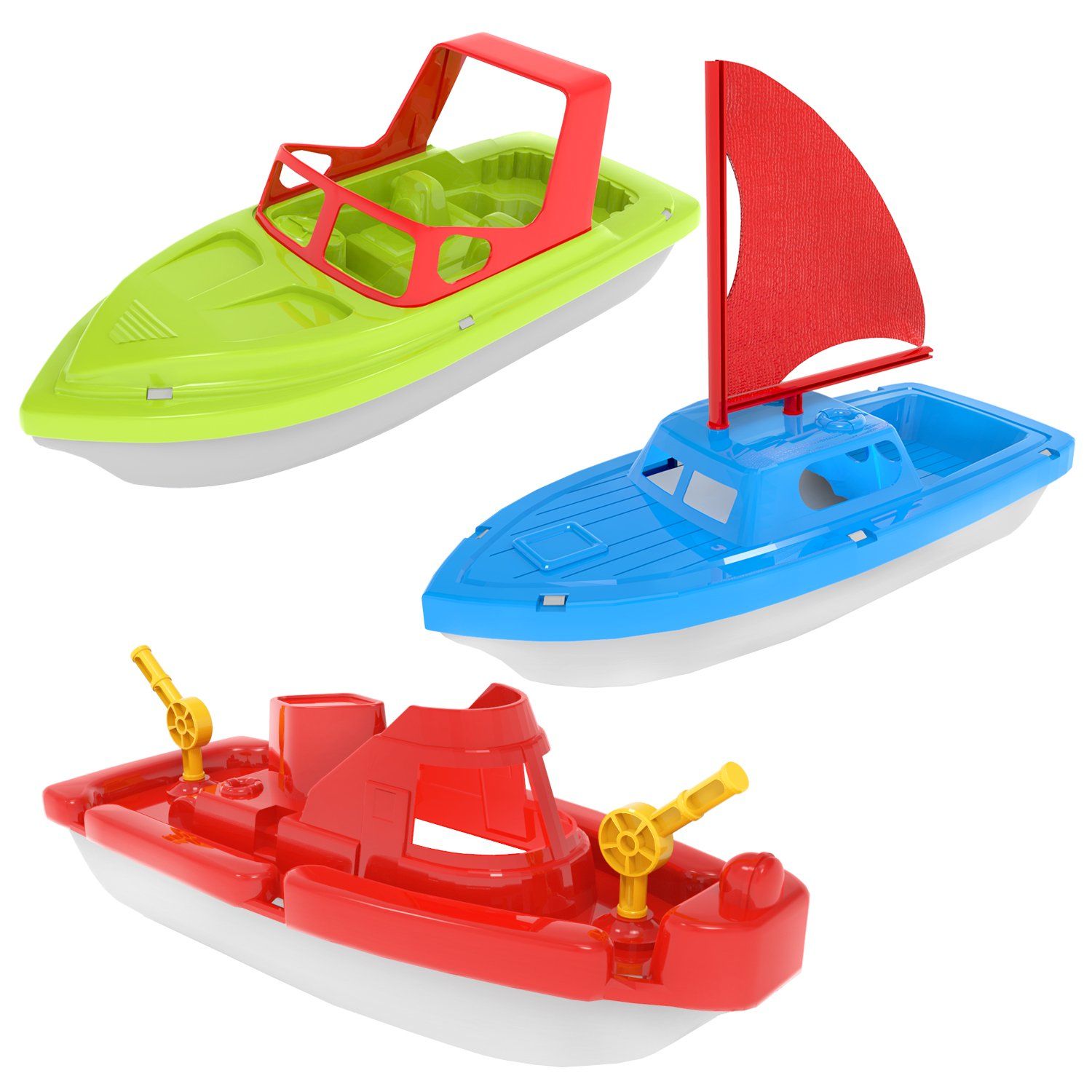 Fun Little Toys 3 Pcs Bath Boat Toy, Pool Toy,Speed Boat, Sailing Boat, Aircraft Carrier, Bath To... | Walmart (US)