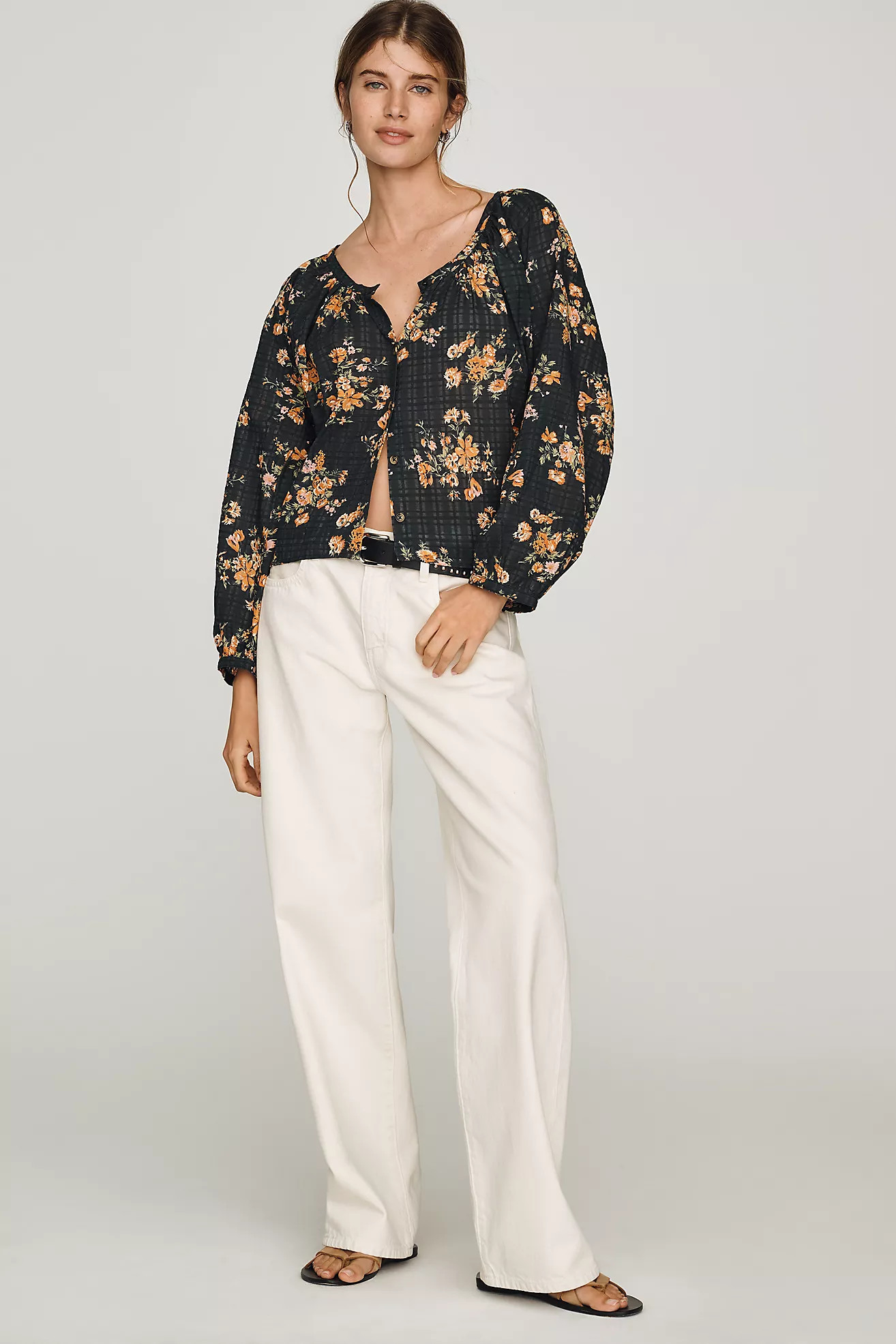 Pilcro Sidney Shrunken Scoop-Neck Blouse | Anthropologie (US)