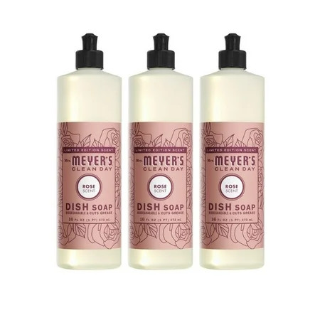 Mrs. Meyer's Clean Day Liquid Dish Soap, Rose Scent, 16 Fluid Ounce, 3 Count | Walmart (US)