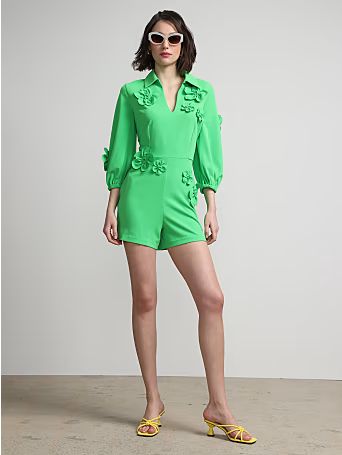 Floral-Embroidered Romper - New York & Company | New York & Company
