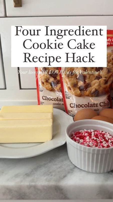 Only 4 ingredients and so easy! I use this recipe year round.  Also linking you to the ingredients and my current favorite high waisted wide legs pants from Amazon that I’m wearing on repeat! 

1.  3 bags chocolate chip cookie mix
2.  3 sticks butter
3.  3 eggs

Mix together, press in jelly roll pan and bake at 375 degrees.  Let cool then spread with 2 jars of cream cheese.  Use whatever sprinkles you want for whatever holiday. 

Your little loves will love this for Valentine’s Day trust me but you can trade out the sprinkles for any holiday! #recipes #dessert #cookie cake 

#LTKVideo #LTKfamily