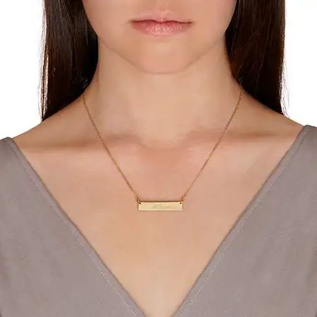 Engravable Gold Plated Name Bar Necklace | Eve's Addiction Jewelry