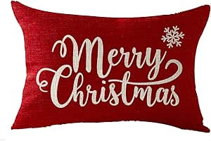 FELENIW Happy Winter Snowflakes Merry Christmas Throw Pillow Cover Cushion Case Cotton Linen Mate... | Amazon (US)