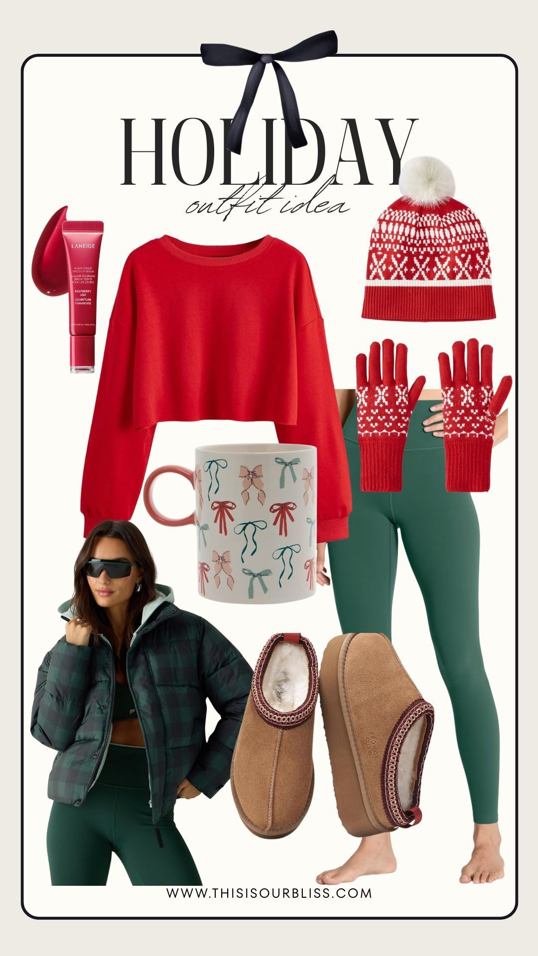Cozy festive athleisure!! ❤️🎄Casual Christmas outfit idea for this holiday season!

** perfect for errands, school pick up and more! ❤️🎄

cropped sweatshirt, green leggings, stocking hat & glove set, cute bow coffee mug, and a darling plaid puffer!! 

#CasualHolidayStyle #HolidayOutfitIdea #Athleisure #Loungewear #HolidayActivewear #HolidayathLeisure

#LTKOver40 #LTKHoliday #LTKmomlife