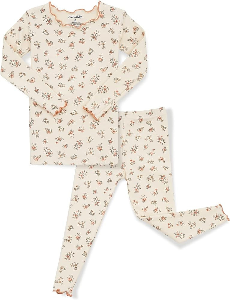 AVAUMA Baby Boy Girl Pajama Set 6M-7T Kids Cute Toddler Snug fit Flower Pattern Design Pjs Cotton... | Amazon (US)