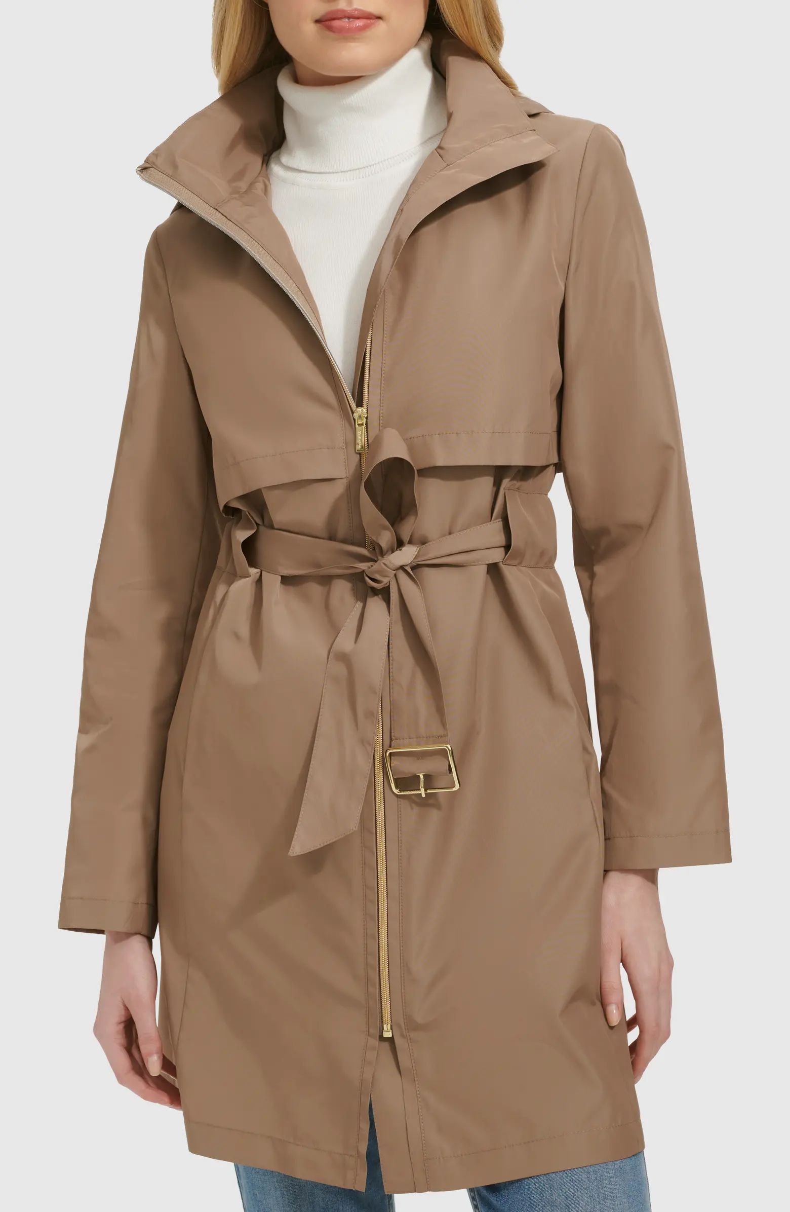 Belted Travel Packable Hooded Rain Jacket | Nordstrom