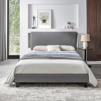 Upholstered Platform Bed Frame With Wood Slat Support, Offering Modern Style, Comfort, And Easy Assembly For Your Bedroom | Wayfair North America