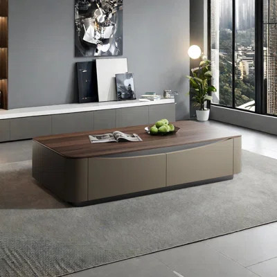 Solid Wood Coffee Table with Stainless Steel Base | Wayfair North America