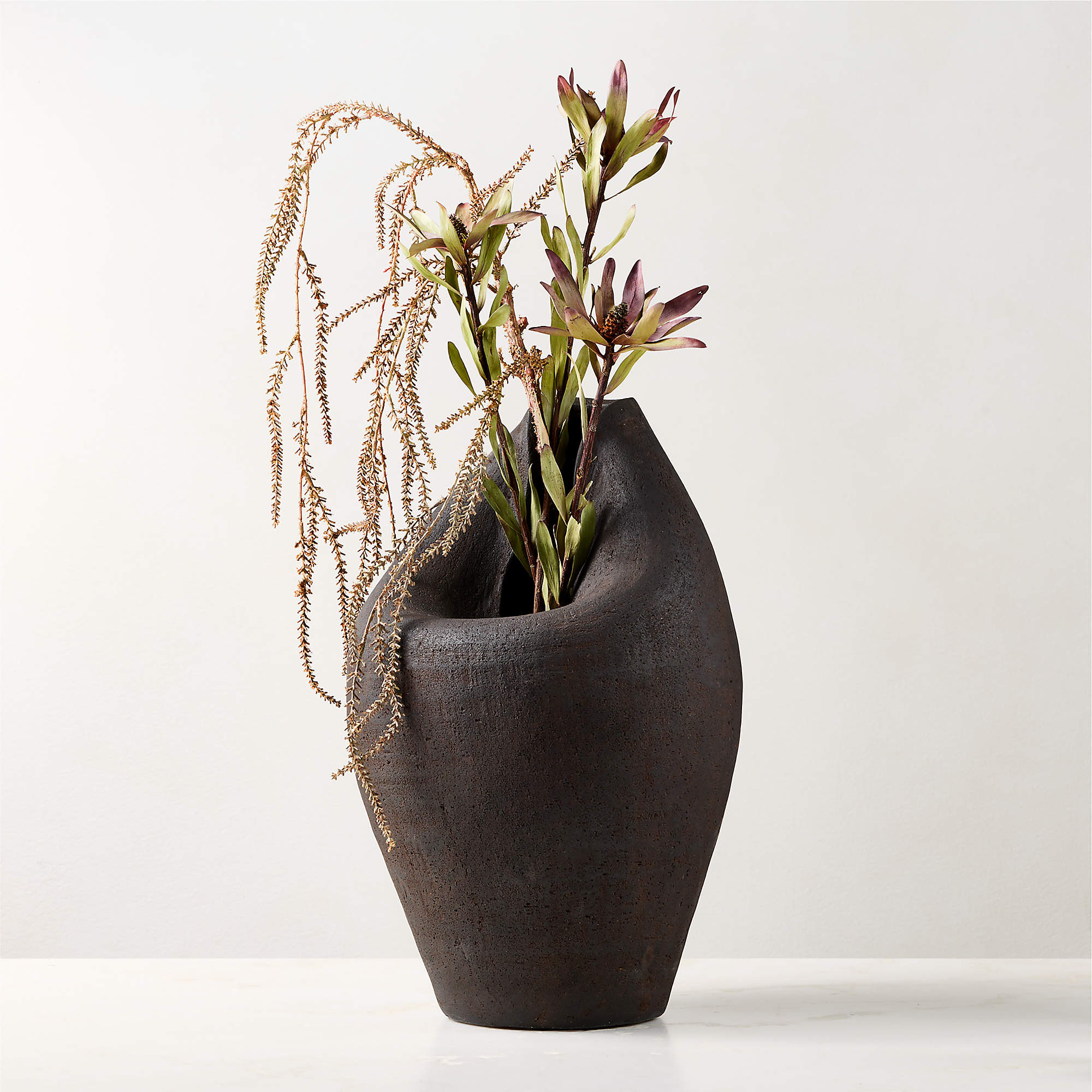 Forma Handcrafted Brown Terracotta Vase 17.5" + Reviews | CB2 | CB2