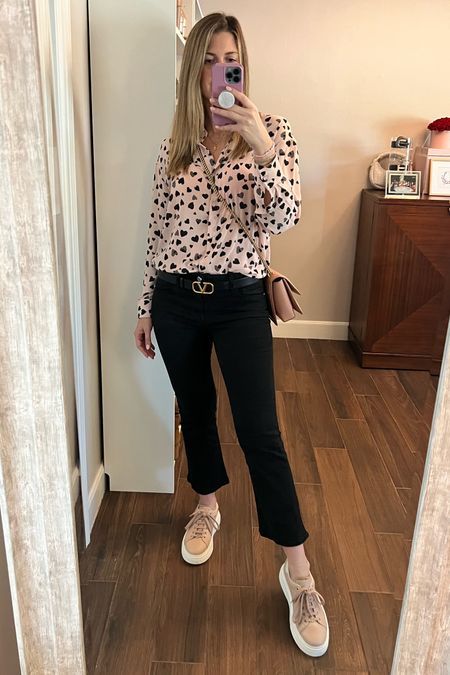 Appreciate the ease of a great blouse, jeans and sneakers. This is my comfort zone. Elevate your look with nice accessories like a belt and handbag. 

My blouse is currently 30% off! Runs TTS. Wearing a size small. Jeans run TTS. Wearing size 28. 

#LTKSaleAlert