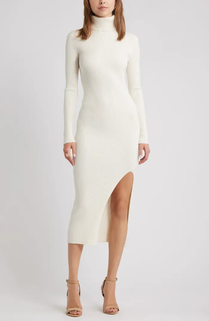 Rib Long Sleeve Turtleneck Sweater Dress | Nordstrom