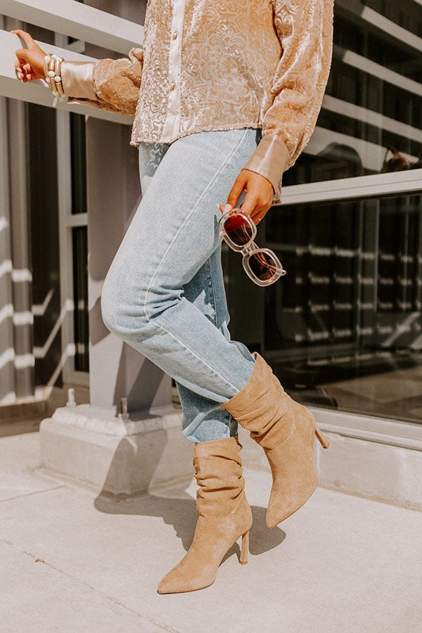 The Dash Faux Suede Boot In Khaki | Impressions Online Boutique