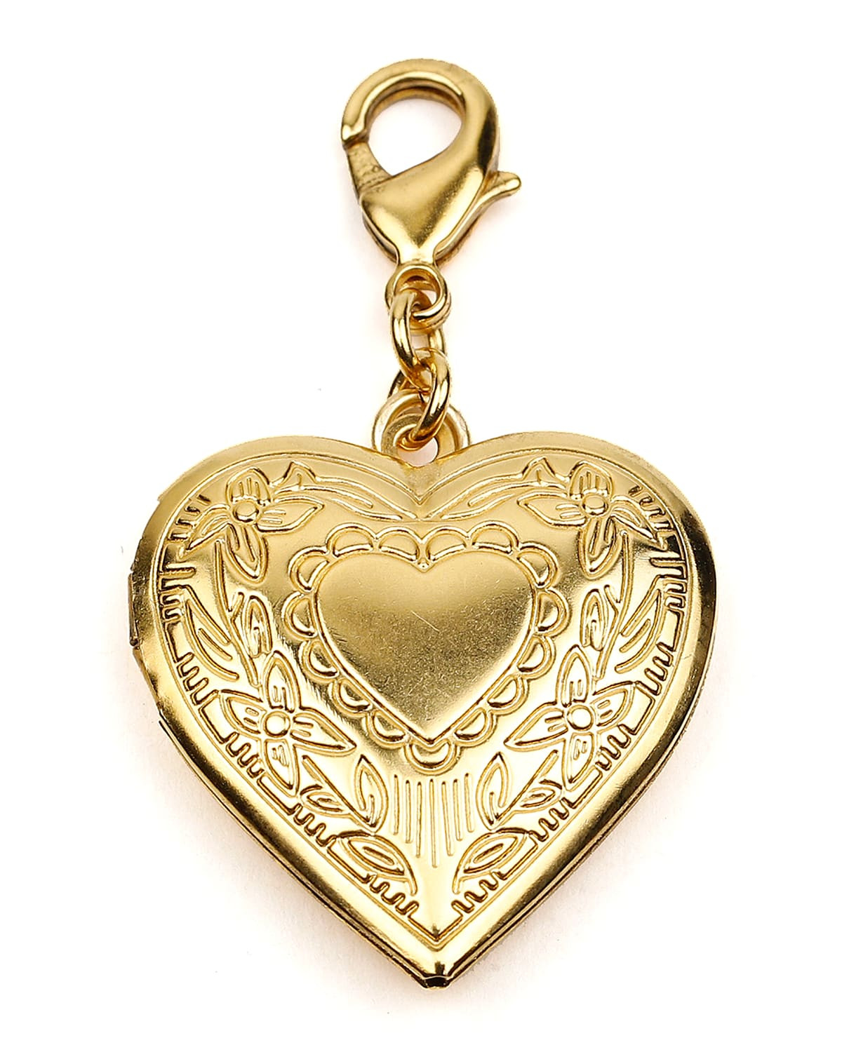Heart Locket Charm w/ Floral Detail | Neiman Marcus