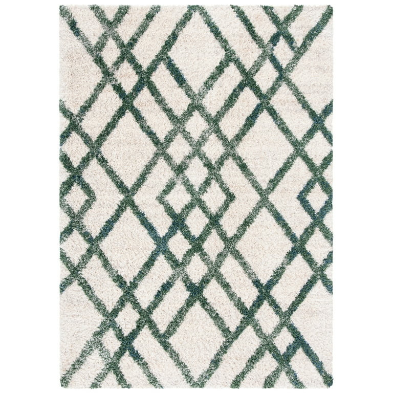 SAFAVIEH Berber Shag Kyle Geometric Area Rug, Ivory/Green, 8' x 10' | Walmart (US)