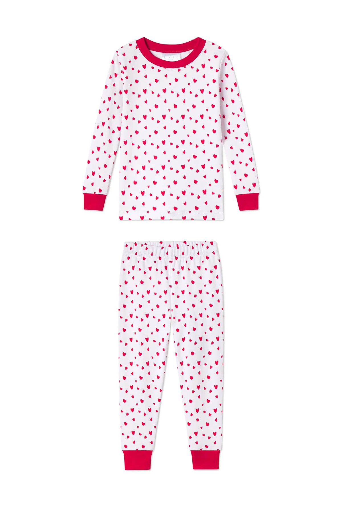 Kids Long-Long Set in Red Mini Heart | Lake Pajamas