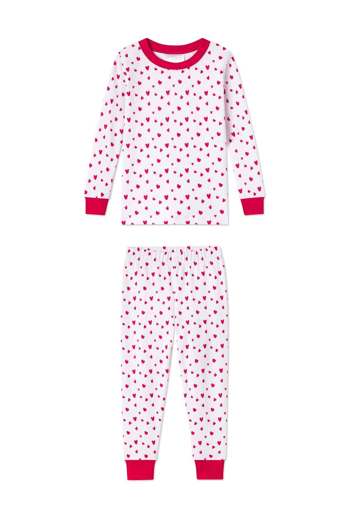 Kids Long-Long Set in Red Mini Heart | Lake Pajamas