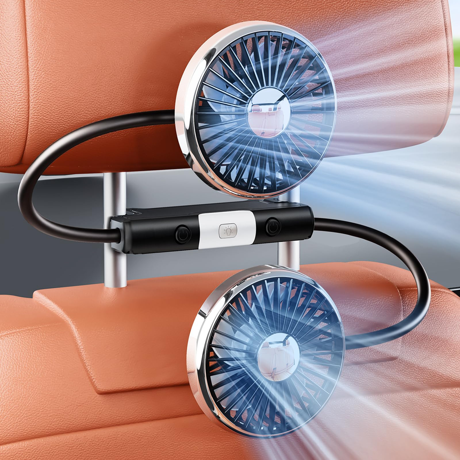 Dual Head Gooseneck Car Cooling Fan for Back Seat Kids, Usb Powered 3 Speeds Car Seat Headrest Fa... | Amazon (US)