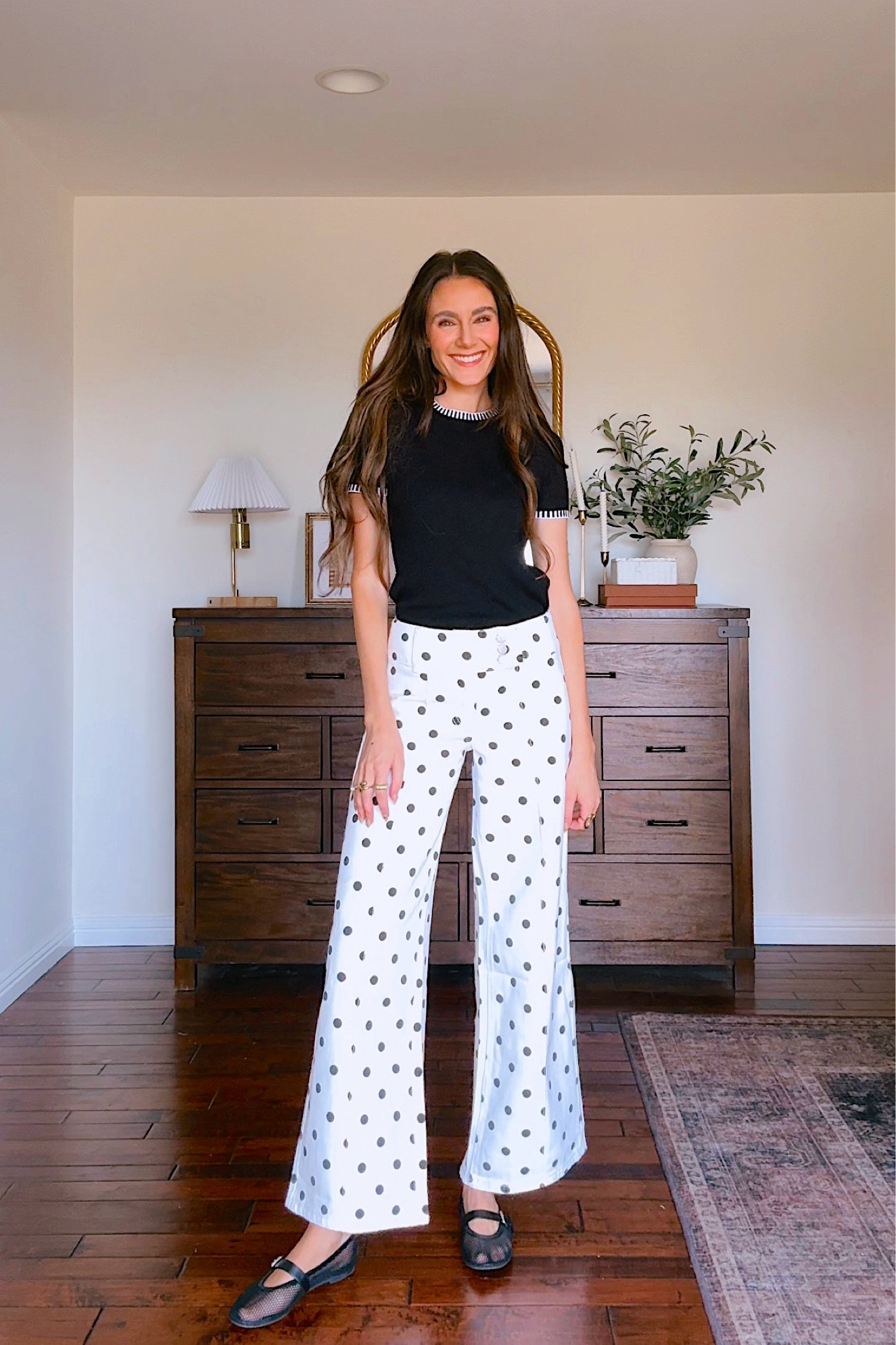 Teacher OOTD! 
Polka dot jeans are linked in the listing with the white ones! It wouldn’t let me choose them as the thumbnail. 
Wearing a 2! I have a 26” waist and 34” inseam.

#LTKTall #LTKWorkwear #LTKootd