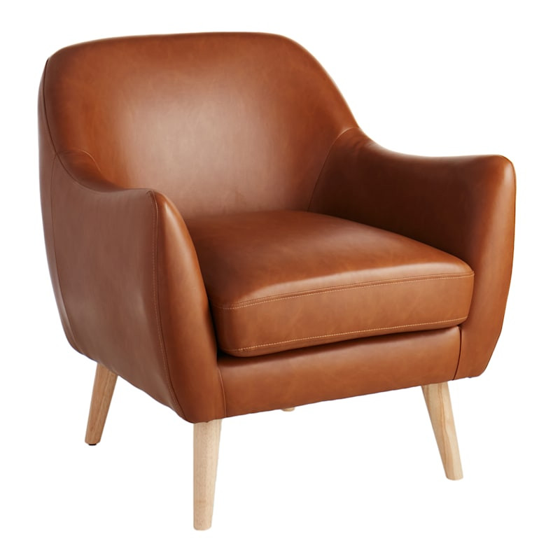 Braxton Faux Leather Accent Chair, Cognac | At Home