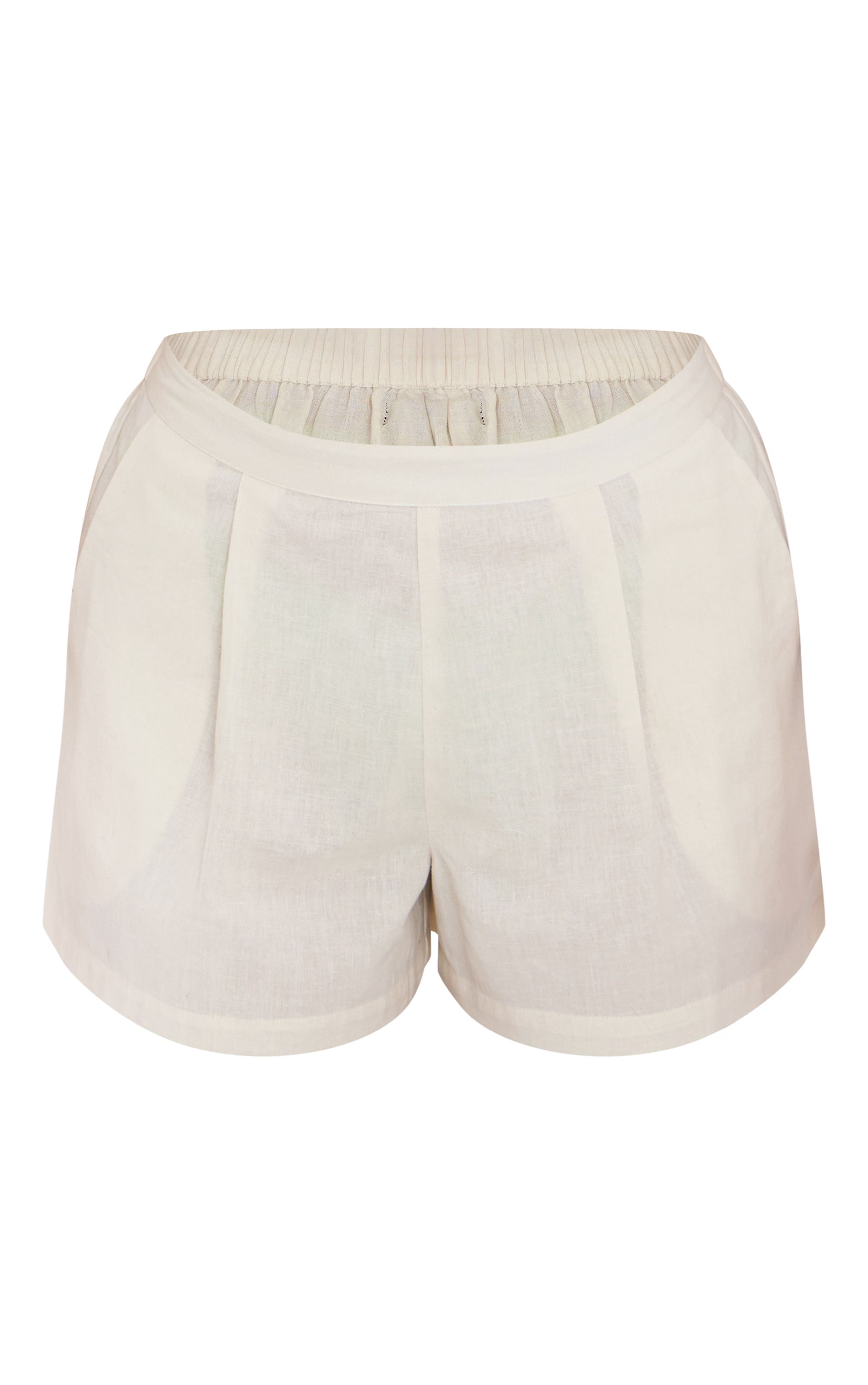 Sand Linen Look Oversized Floaty Shorts | PrettyLittleThing UK