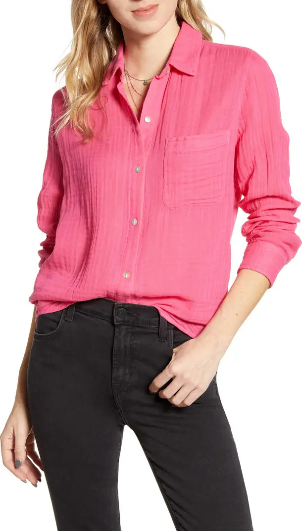 Ellis Cotton Gauze Button-Up Shirt | Nordstrom
