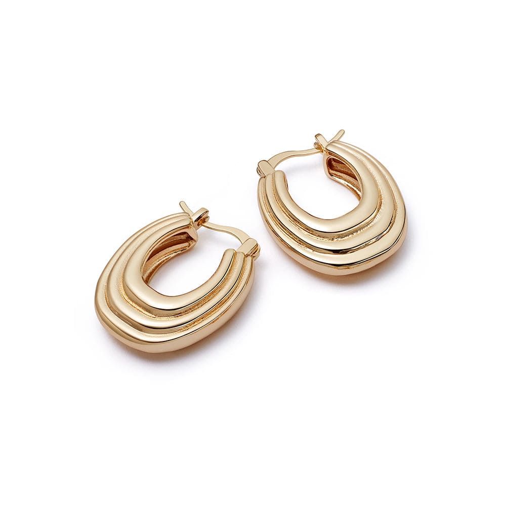 Polly Sayer Mini Ridge Hoop Earrings 18ct Gold Plate | Daisy London Jewellery