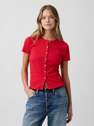 Ribbed Button-Up Top | Gap Factory