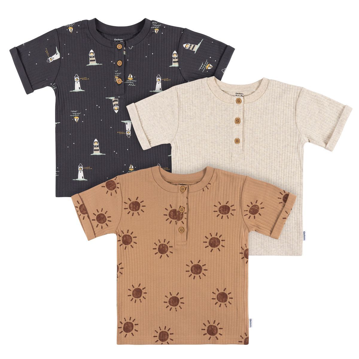 Gerber Toddler Boys' Henley T-shirts- 3-Pack | Target