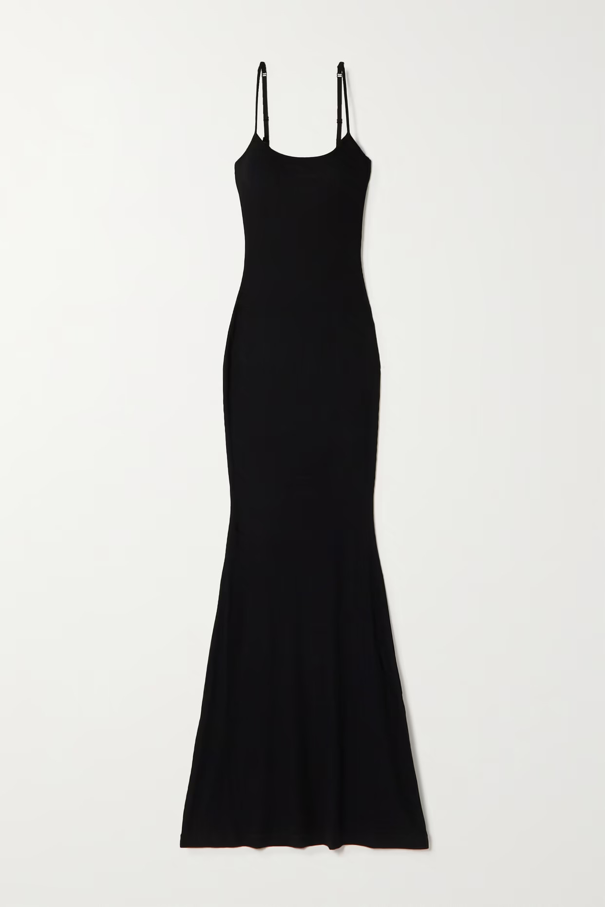 SKIMS - Soft Lounge Ribbed Long Stretch-modal Slip Dress - Onyx | NET-A-PORTER (US)