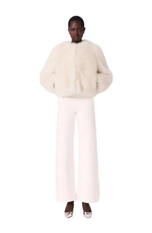 maje Short faux fur jacket in Ivory at Nordstrom, Size 40 Eu | Nordstrom