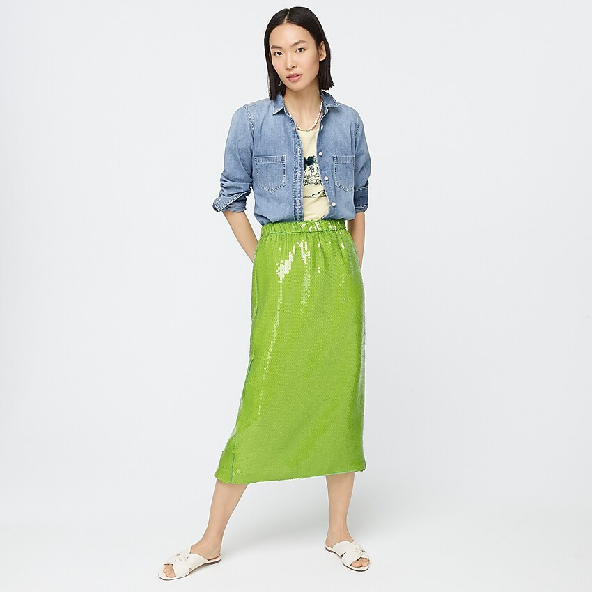 Pull-on midi skirt in allover sequins | J. Crew US