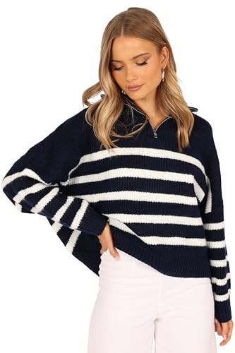 Petal & Pup Women's Miranda Knit Sweater, Navy | Amazon (US)