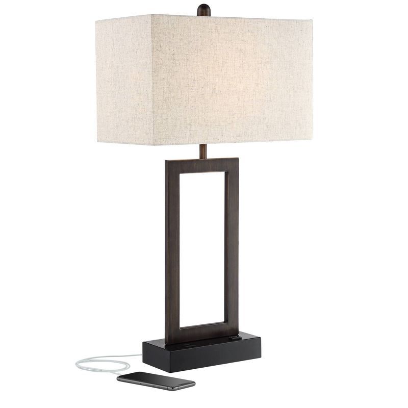 360 Lighting Modern Table Lamp with USB and AC Power Outlet in Base 30" Tall Bronze Rectangular O... | Target