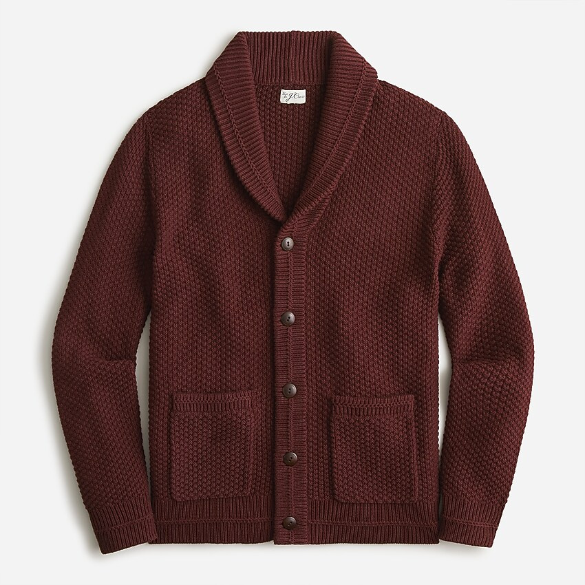 Checker-stitch cotton shawl cardigan sweater | J. Crew US
