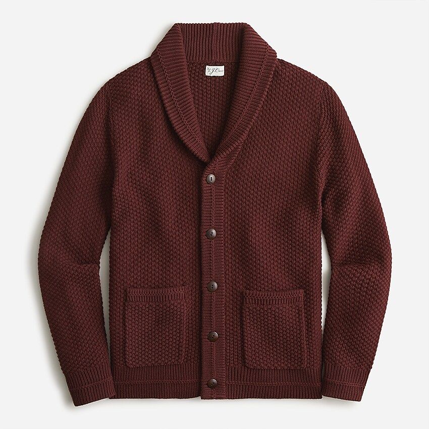Checker-stitch cotton shawl cardigan sweater | J.Crew US