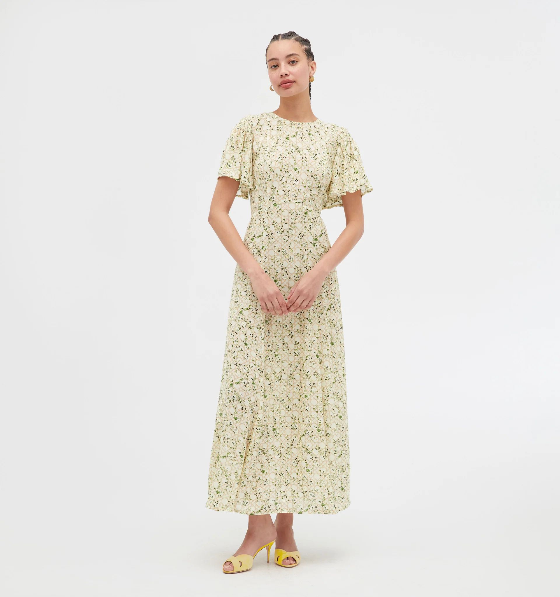 The Dominique Dress - Yellow Basketweave Vine | Hill House Home