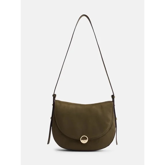 Scenario Women's Large Faux Suede Crossbody Handbag, Burnt Olive | Walmart (US)
