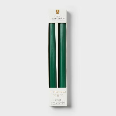 2pk Ribbed Taper Candle Set Green - Threshold™ | Target