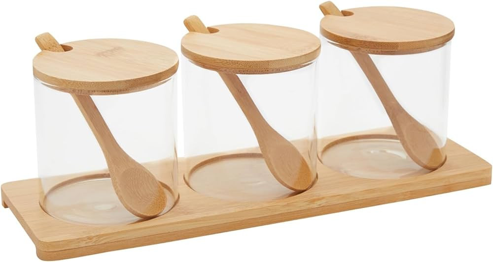 Juvale Small Glass Condiment Containers 3 Pack              
 Wood, Glass, Bamboo  

 660 Millili... | Amazon (US)
