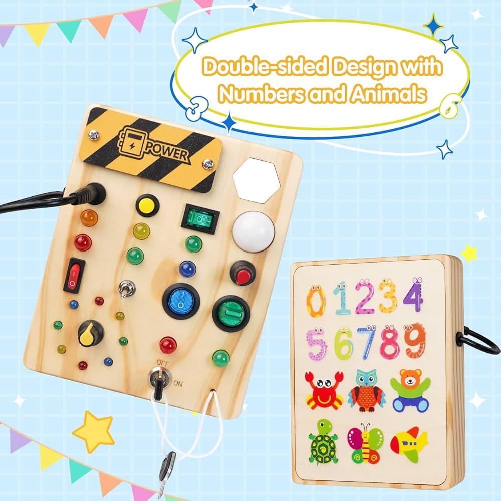 RELODICA Montessori Toddler Busy Board - Wooden Sensory Toys for 1 + Year Old, 17 LED Light Autis... | Amazon (US)