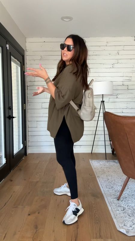 Hot mess mom outfit. 
Green tee is the set linked below! It’s so good! XL
Leggings: Large
New Balance Sneakers: TTS
Amazon backpack purse 


#LTKStyleTip #LTKFindsUnder50 #LTKMidsize