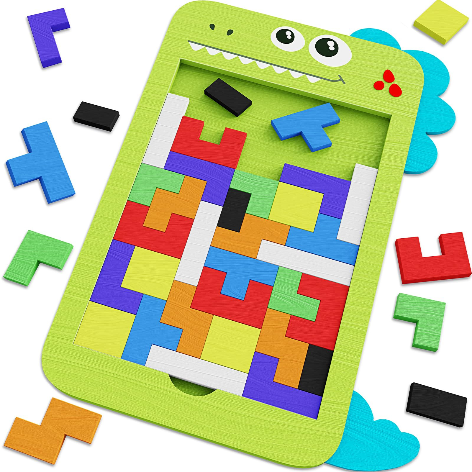 40 Pcs Wooden Blocks Puzzles, Jigsaw Puzzles, Wooden Brain Teaser IQ Game Toy, Educational Puzzle... | Amazon (US)