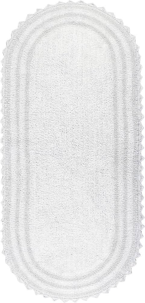 Royal Blaze Soft White Crochet Reversible Bath Mat Runner 100% Cotton 60" Long Bathroom Rug Runne... | Amazon (US)